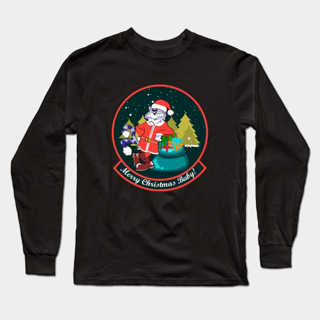 F-14 Tomcat - Merry Christmas Baby! (Green/Red) - Clean Style Long Sleeve T-Shirt by TomcatGypsy
